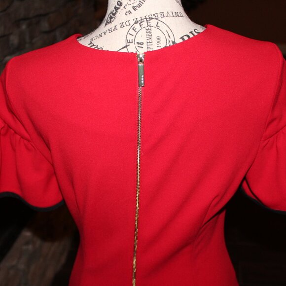 Calvin Klein Round Neck Short Fluttered Sleeve Dress - Picture 7 of 8